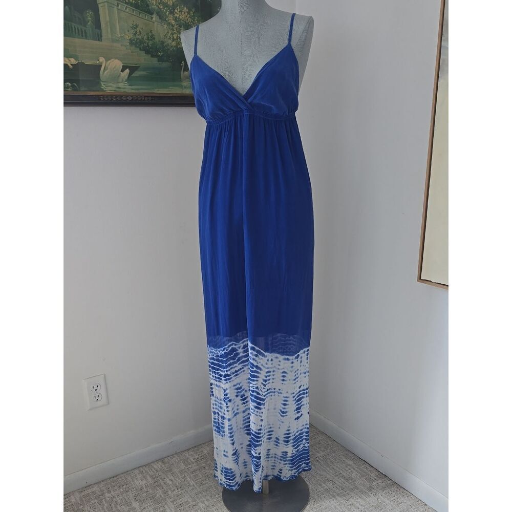 Gypsy 05 | Royal Blue Maxi Dress with White Tie-Dye Hem